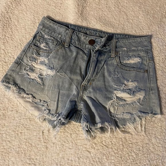 American Eagle Cutoff Jean Shorts Size 0 - Picture 1 of 7